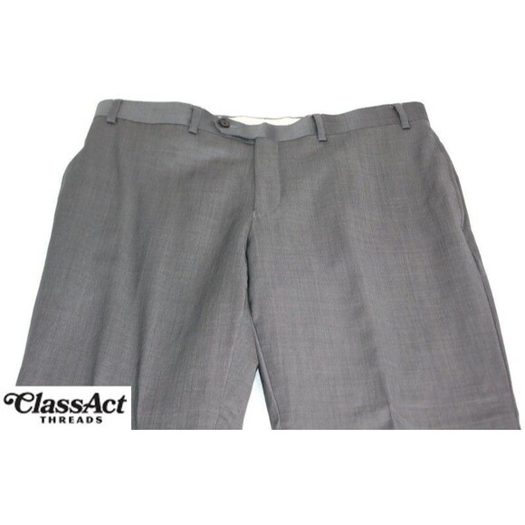 Lauren Ralph Dress Pants Gray Wool Slim Black Label Flat Front Trouser Men 36X30 - Picture 5 of 7